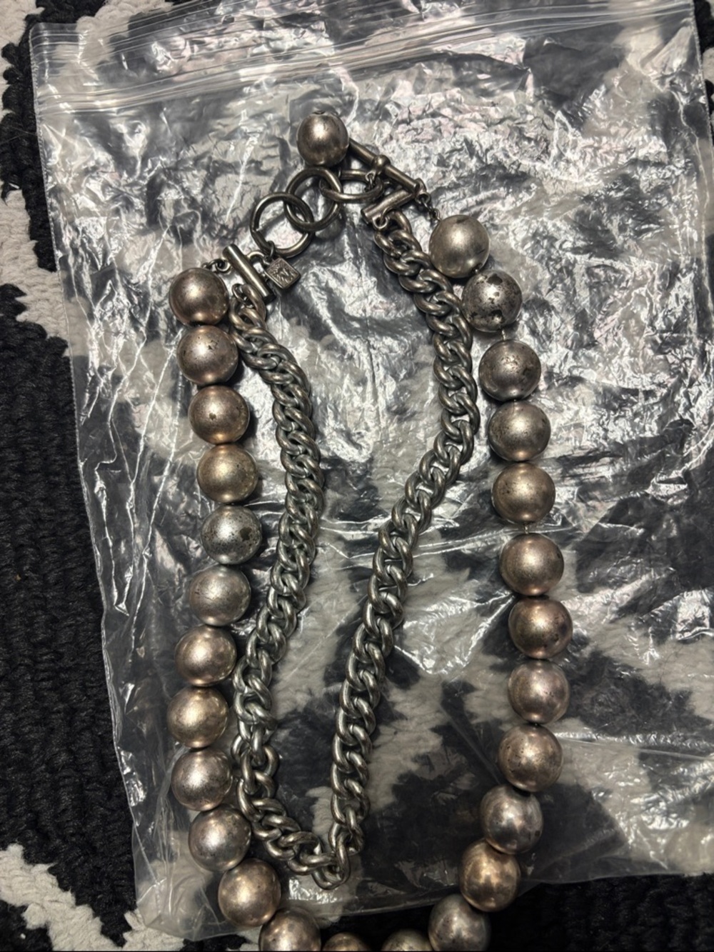 Anne Klein Silver-Tone Beaded Double Strand Necklace